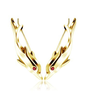Gold Plated Silver Dolphin Shaped Earrings EL-110-GP